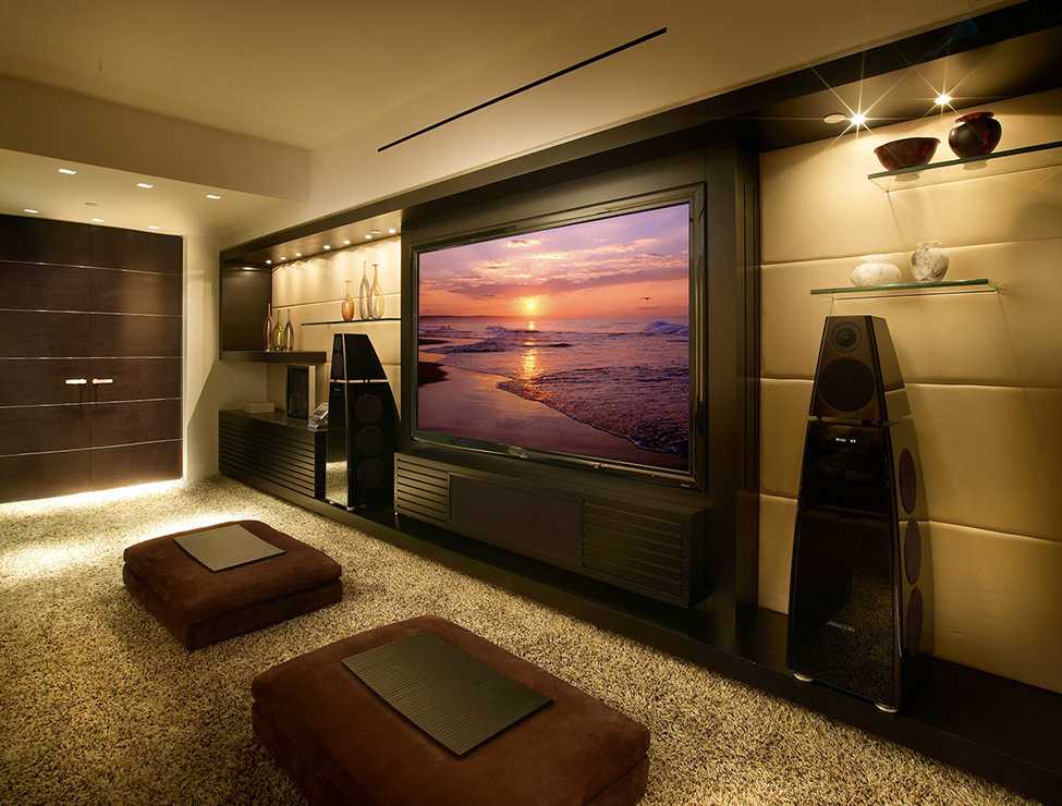 Дизайн домашнего кинозала, комната для просмотра фильмов