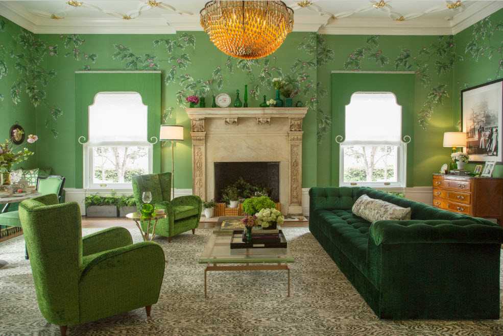 Зеленые обои в интерьере квартиры: 70 фото и современных идей