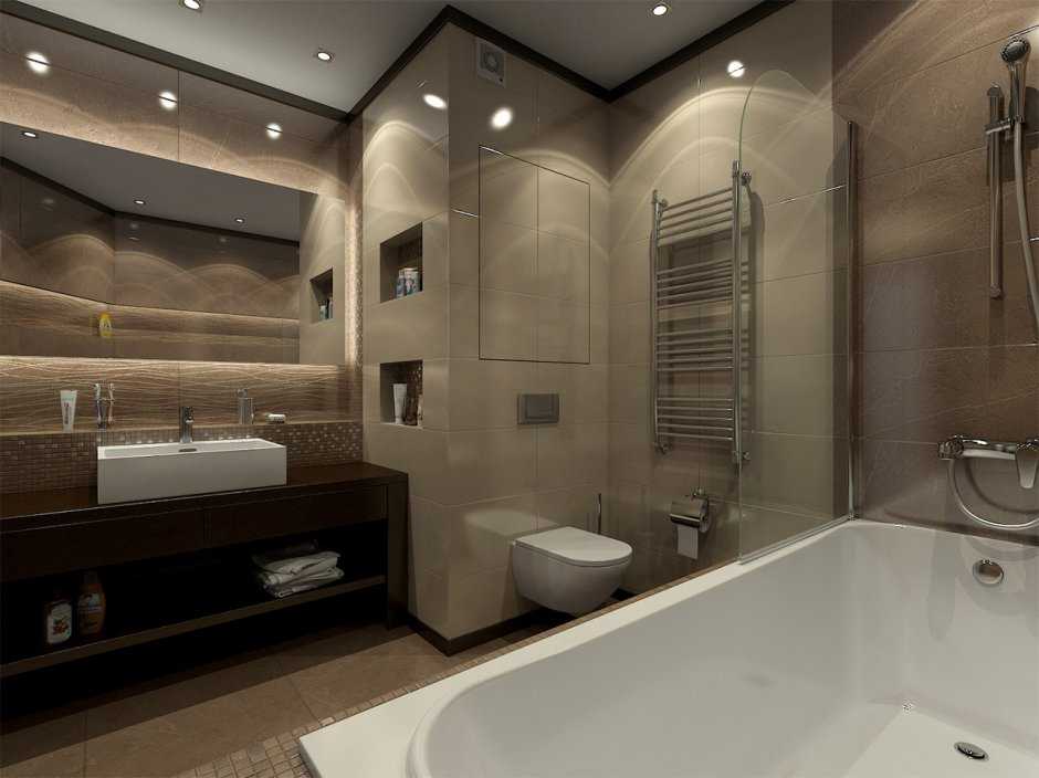 Красивый и современный дизайн ванной комнаты. Необычные варианты отделки стен, пола и потолка. Выбор цвета и материалов. Идеи ремонта ванной комнаты на фото.